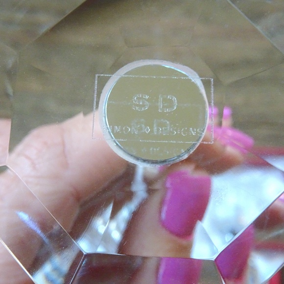 New in Box Set of 2 Simon Design Clear Crystal Diamond Stem Candlestick Holders - Picture 3 of 11